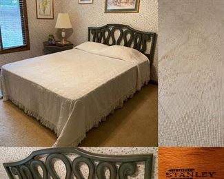 Stanley Mid Century Green Stain Washed Headboard : Hollywood Regency, Chinoiserie Style 
