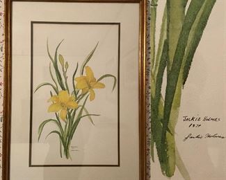 1979 Signed Jackie Holmes Framed Watercolor 