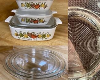3  - Vintage Corning Ware Spice of Life Covered Cookware
Pyrex Glass Nesting Bowls