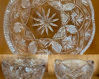 Vintage Crystal Bowl, Hand Cut,
Hobstar, Pinwheel Stars, Crisscross, Sawtooth 