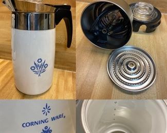 10 cup complete Corning Ware Corn Flower Percolator ( LIKE NEW )