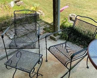 Expanded metal porch chairs and table