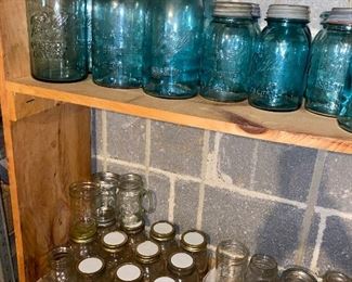 Mason and ball blue canning jars