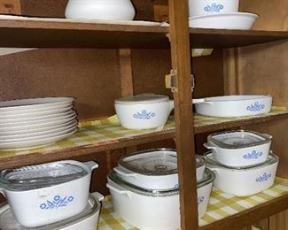 Corning ware blue cornflower tea kettles and casserole dishes