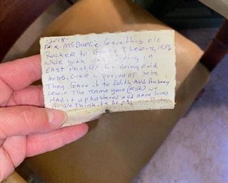 Description cards, Notes left by former owner