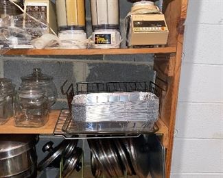 Vintage stove protectors, additional lids, cookie sheets and muffin pans