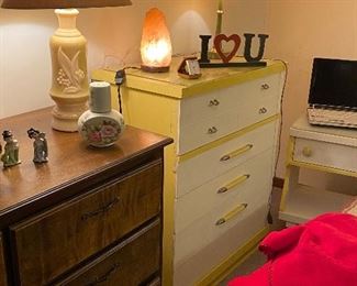 Vintage hi boy, lighting, bedding, some furniture for a purpose