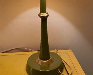 Tin avocado green lamp vintage