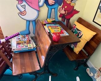 ANTIQUE DOUBLE SCHOOL DESK