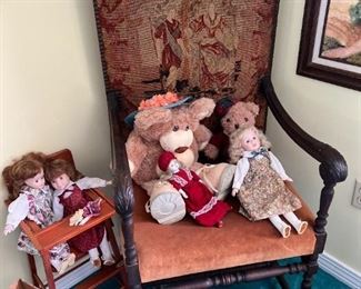 WILLIAM AND MARY CHAIR WITH DOLLS