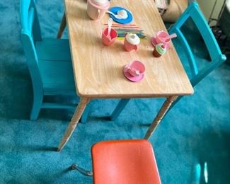 CHILDS TABLE AND CHAIRS