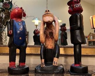 African Hand carved Wood statues 