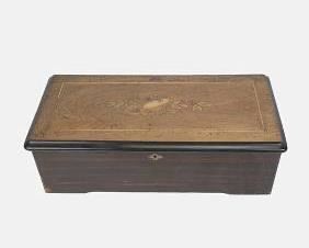 Large Antique Swiss 10-Tune Cylinder Inlaid Music Box