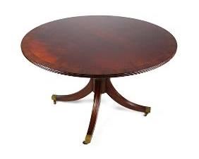 Antique Inlaid Center Table With Brass Feet on Wheels