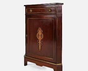 French Empire Style Corner Cabinet with Painted Aluminum Hardware