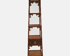 Faux Bamboo Etagere Display Shelf Tower with Drawer