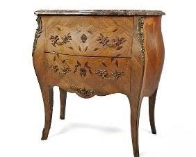 20th Century Louis XV Style Marquetry Bombe Chest