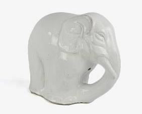 20th Century Modernist White Glazed Terracotta Figural Elephant Garden Seat