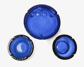 Lot of Three Blenko Cobalt Blue Ashtrays