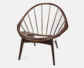 Ib Kofod Larsen for Selig Hoop Peacock Walnut Hoop Chair Denmark