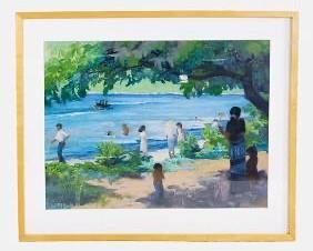 Framed Painting of River/Lake