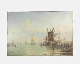 1871 Oil on Canvas of Coastal Scene Signed by Artist