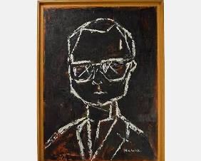 Sylvia Modelski Impasto Painting of Man in Suit 32 1/8 x 24 1/4