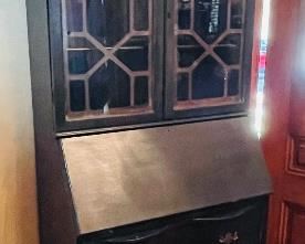 $195 
American Chippendale style secretary painted black 29Lx80Tx15D