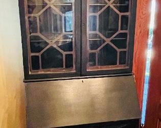 $195 
American Chippendale style secretary painted black 29Lx80Tx15D