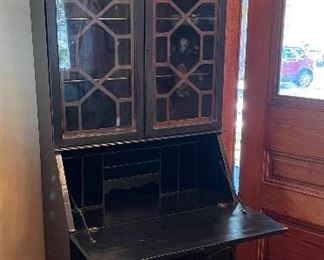 $195 
American Chippendale style secretary painted black 29Lx80Tx15D
