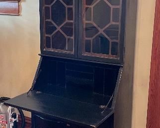 $195 
American Chippendale style secretary painted black 29Lx80Tx15D