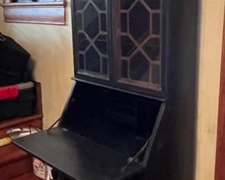 $195 
American Chippendale style secretary painted black 29Lx80Tx15D