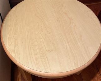 $250 
Pair of FLEX Green Bay WI made pine side table round 19x24x24
