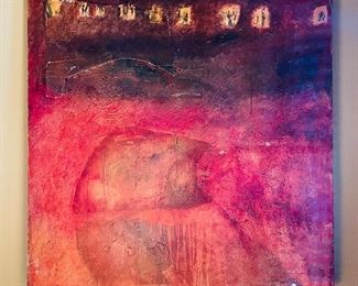 $275 
Abstract red original canvas 48x48 ARTIST