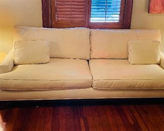 $400 
Yellow sofa by Richter Los Angeles CAL 92x45x33 - Down pillows  need cleaning&nbsp;