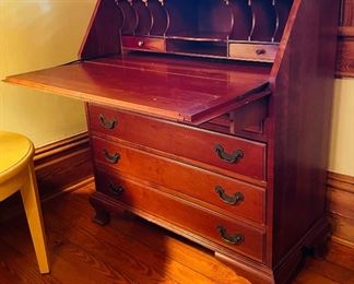 $275 
Secretary cherry wood drop front 4 drawers 34x40x14