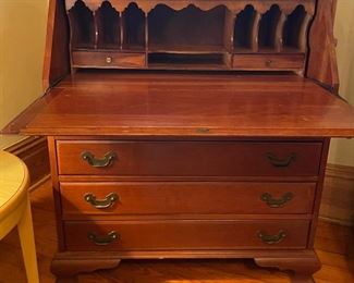 $275 
Secretary cherry wood drop front 4 drawers 34x40x14