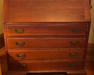 $275 
Secretary cherry wood drop front 4 drawers 34x40x14