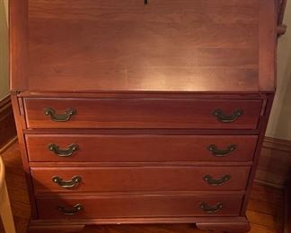 $275 
Secretary cherry wood drop front 4 drawers 34x40x14