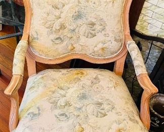 $225 
Ethan Allen Armchair birch style wood with linen floral
  upholstery 26"W