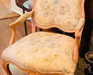 $225 
Ethan Allen Armchair birch style wood with linen floral
  upholstery 26"W