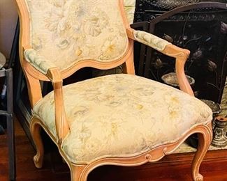 $225 
Ethan Allen Armchair birch style wood with linen floral
  upholstery 26"W