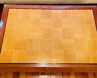 $500 
Leland Leonard handcrated coffee table inlaid 47x32x18