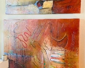$100 
Original by Fairhope  artist Mary Dean Henke "Line & Color" 15x30&nbsp;
$300 for the 30 square
Original by Fairhope artist Mary Dean Henke "Graffitis Series Fluter in the Air"