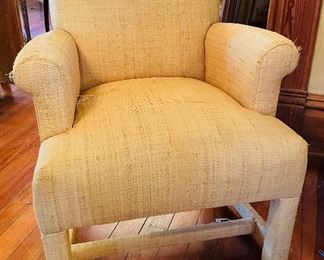$150 
Donghia raffia armchair as is&nbsp;