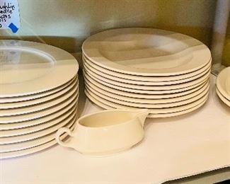 $150 
Homer Laughin set of 10 dinner plates + 10 soup plates&nbsp;