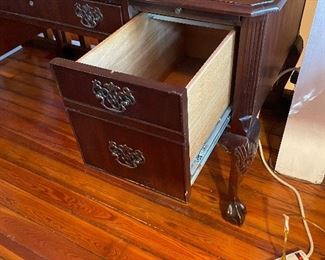 $395 
National Mount Airy desk with leather top 56Lx28Tx30H