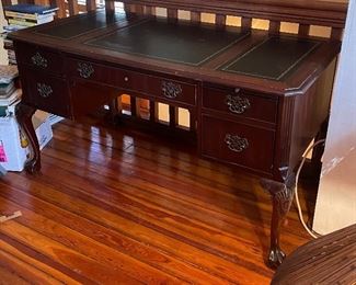 $395 
National Mount Airy desk with leather top 56Lx28Tx30H