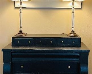 $295 
Black painted Empire chest of drawers&nbsp;