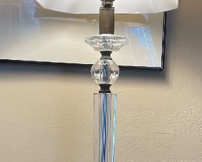 $90 
Pair of glass lamps 27T to finial&nbsp;